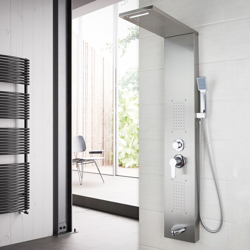 Bathroom Stainless Steel Shower Column Wall Mounted Massage System Shower Panel