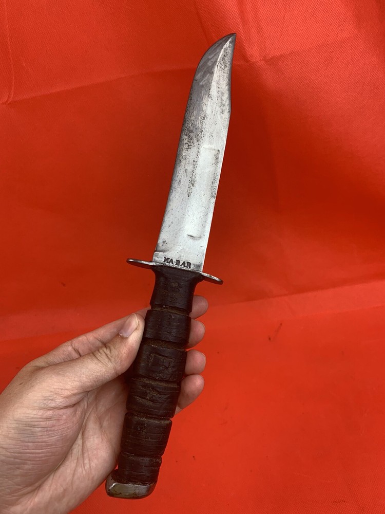 Original WW2 KABAR Fighting Knife USGI Modified Custom Initialed Early Model