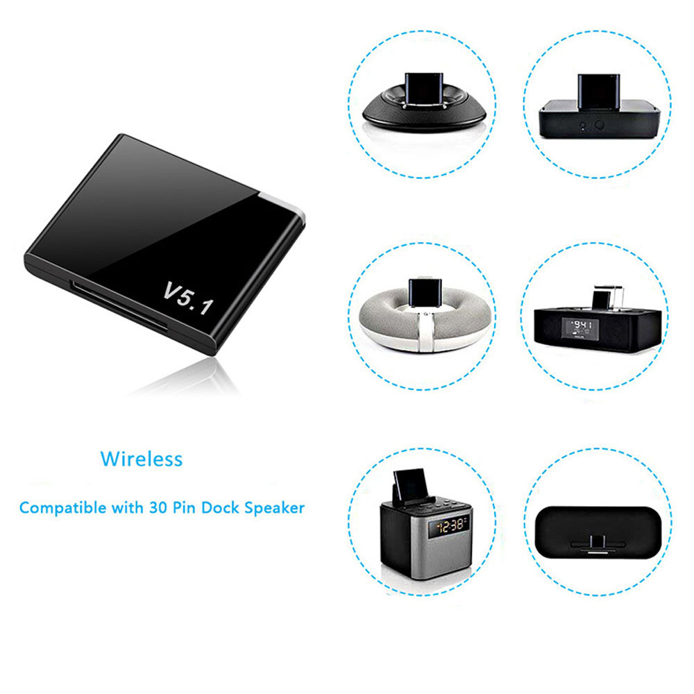 2pcs For I-WAVE 30 Pin Bluetooth 5.1 Audio Receiver A2DP Music Adapter 44*35*7mm