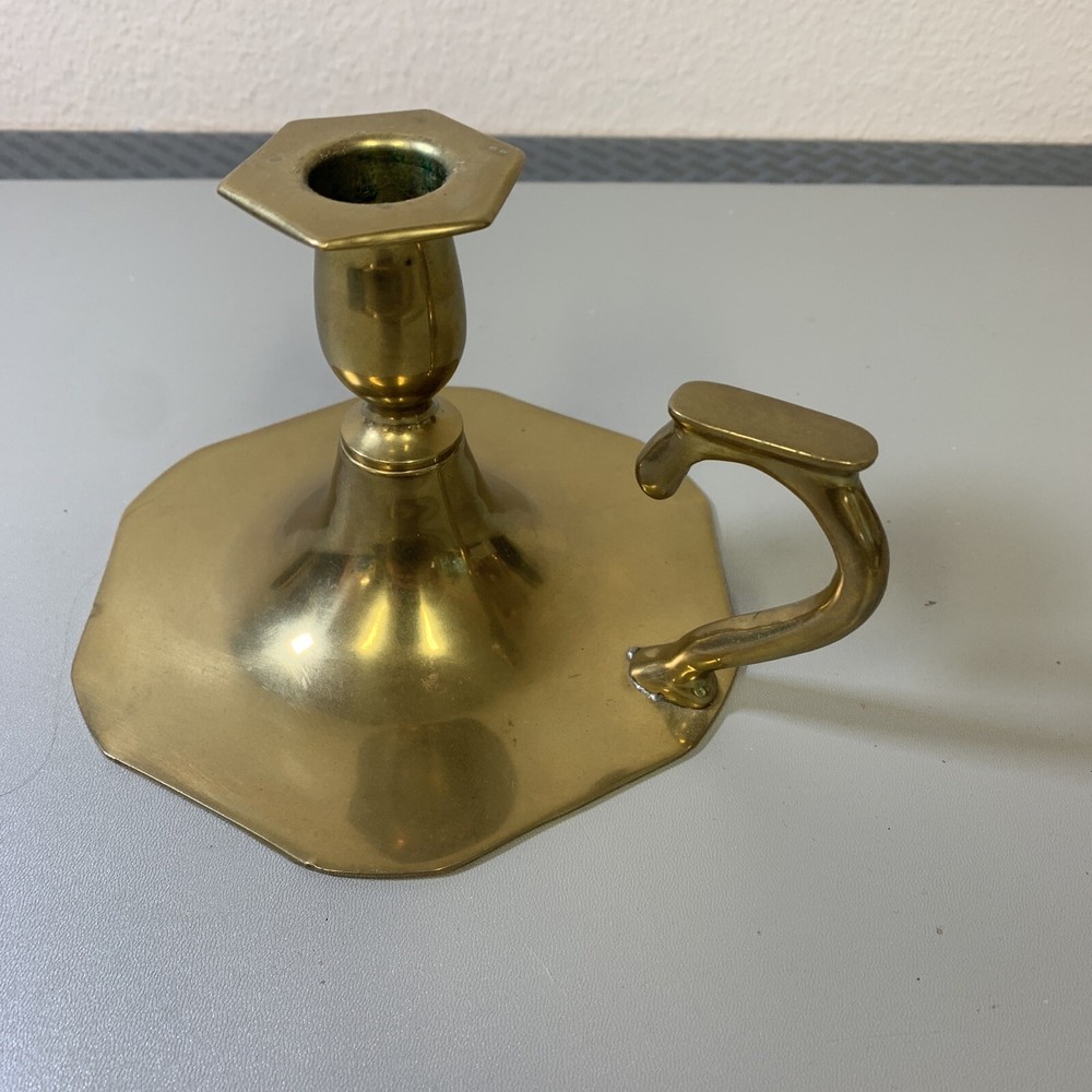 Solid Brass Candleholder with Handle made in Thailand Nice Handle design