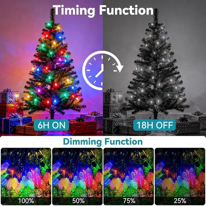 C9 Christmas Lights Outdoor LED String Lights Remote Control Timer 8 Modes New