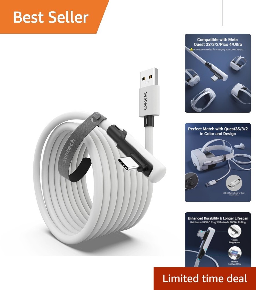 16FT High-Speed Oculus Link Cable for Quest 3/2 & PC - Ultimate VR Connection