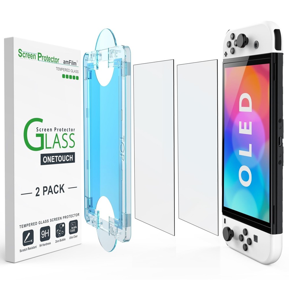 Auto-Alignment OneTouch Screen Protector for Nintendo Switch OLED 7" - 2 Pack, T