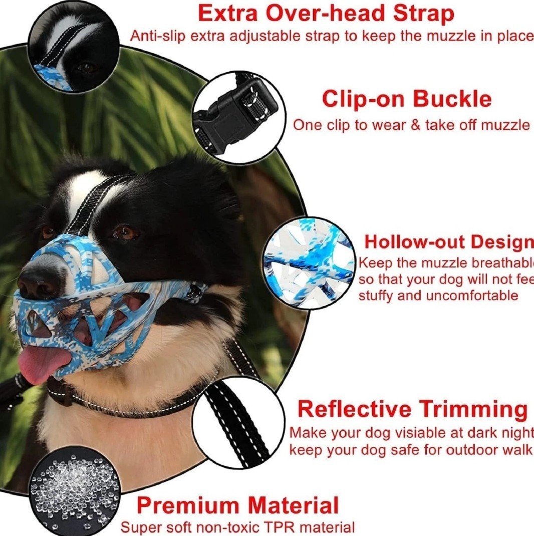 Dog Muzzle for Large Dogs, Allows Panting and Drinking, Breathable, Adjustable