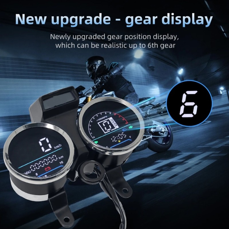 Clear Large Digital Display Dashboard Odometer Speedometer for GN125 Motorcycle