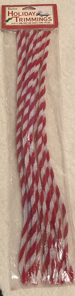 Darice Candy Cane Chenille Stems - 12" 6mm, 12 Piece