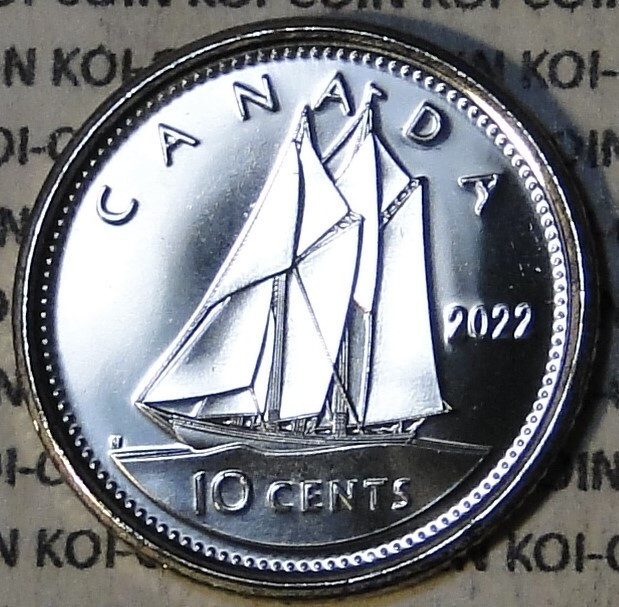 BU UNC Canada 2022 regular bluenose dime 10 cent 10c from mint roll