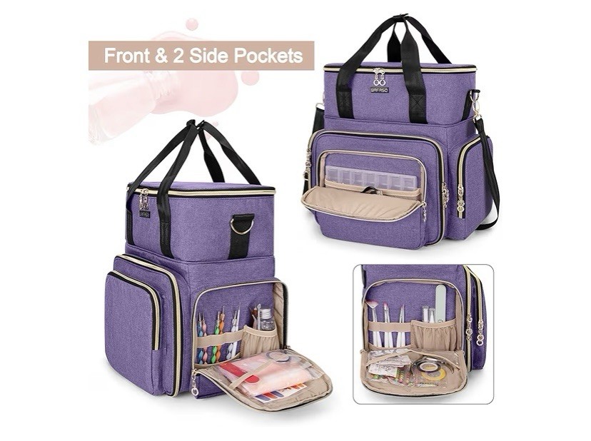 Bafaso Purple Cosmetics Case with Compartments and Removable Insert