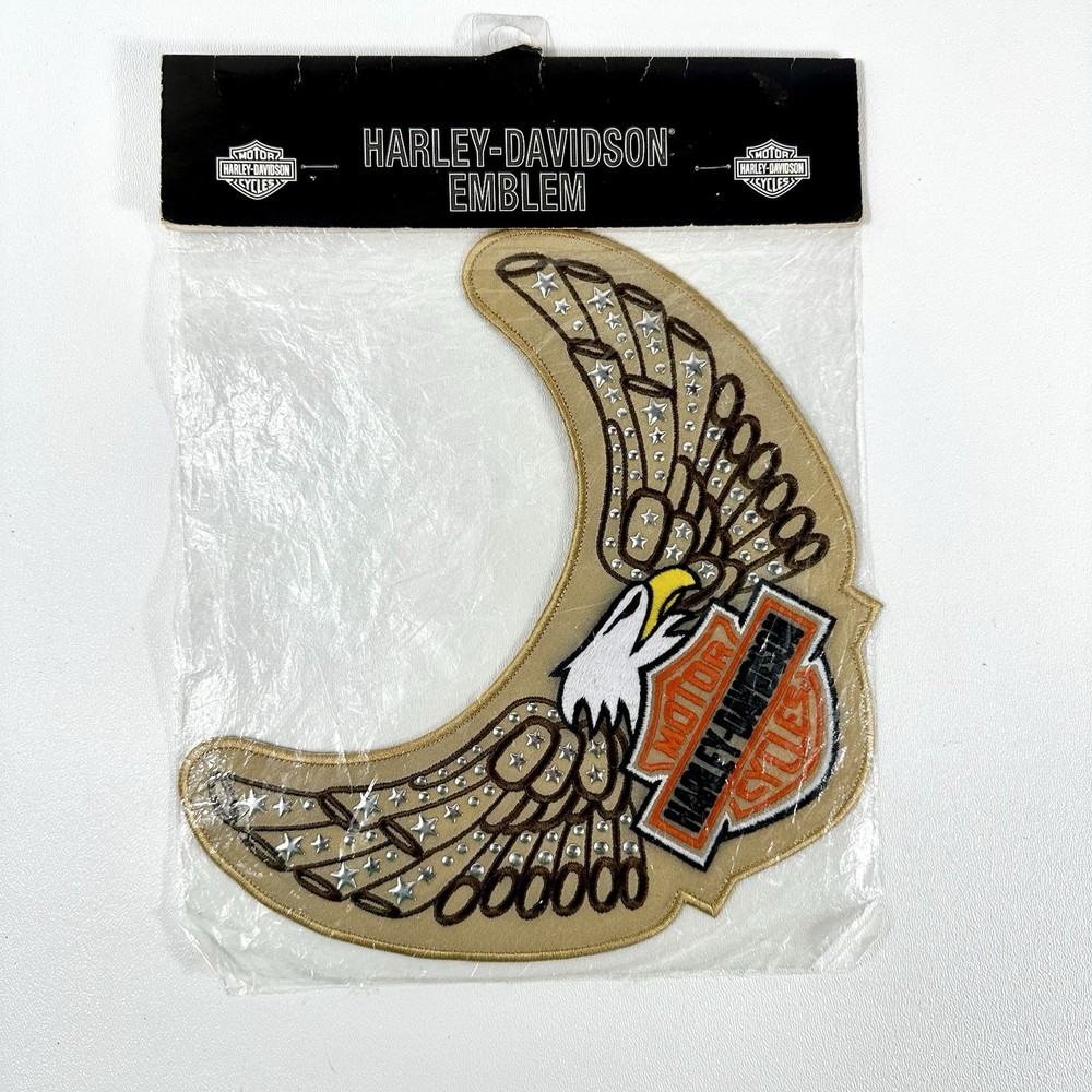 Harley-Davidson Studded Eagle Wings Patch Large Embroidered Emblem Silver Studs