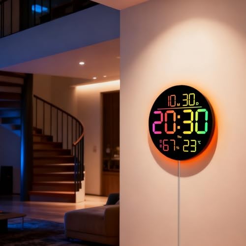 10 Inch LED Digital Wall Clock with RGB Backlight and Countdown Timer｜11