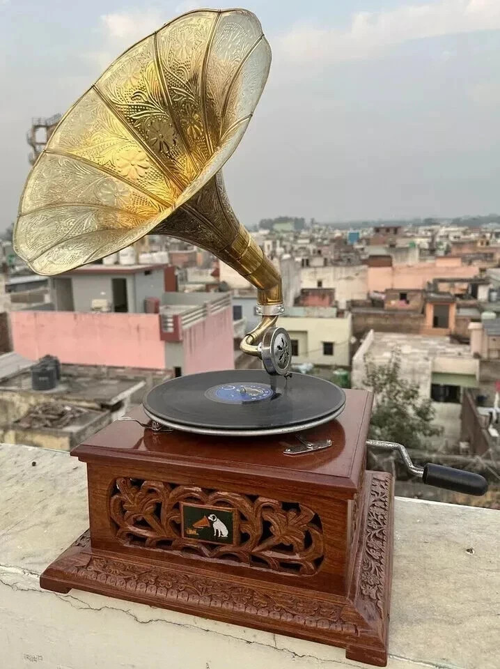 Antique Gramophone, Fully Functional Working Phonograph, win-up record player