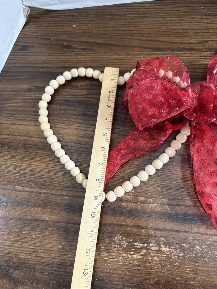 Beaded Decorative Heart With Valentine Bow