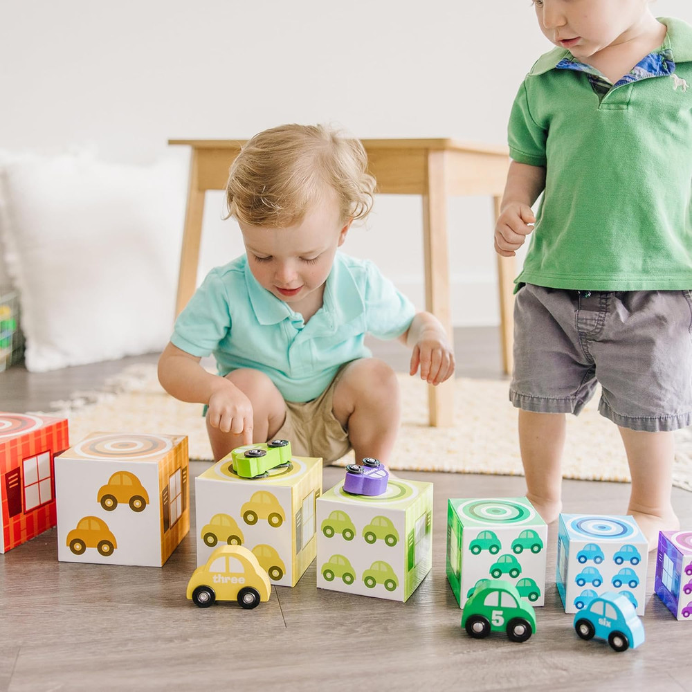 Nesting and Sorting Garages and Cars with 7 Graduated Garages and 7 Stackable...