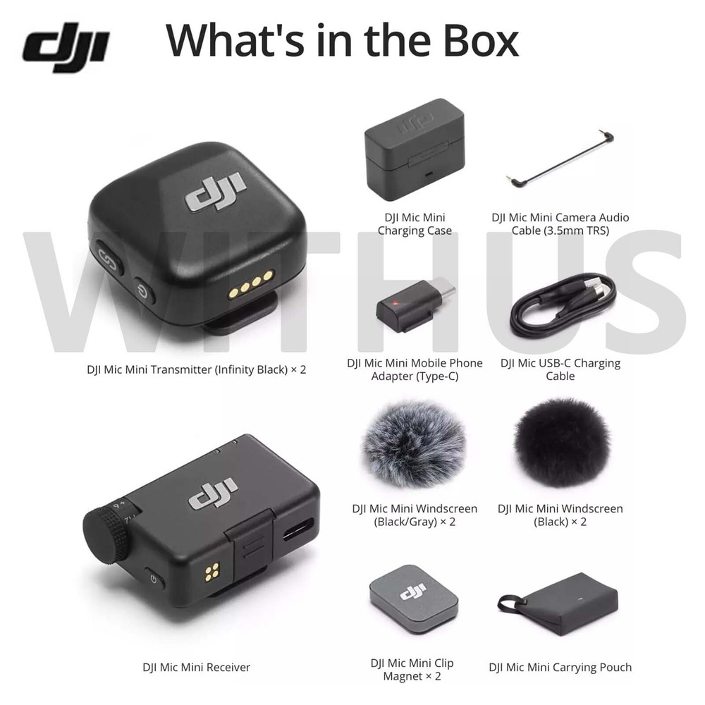 DJI Mic Mini (2TX+1RX+Charging Case) Mini Wireless Microphone Full Set - Fedex