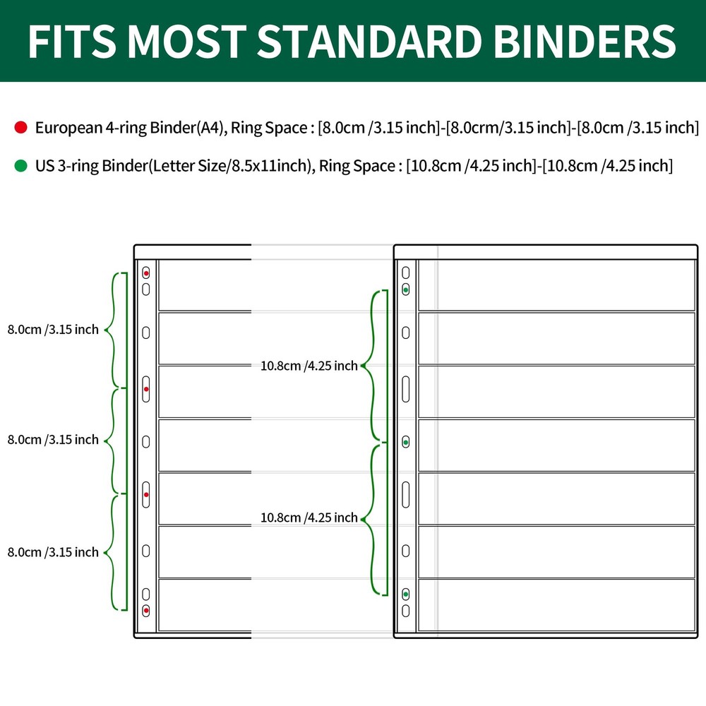 10 Sheets 20 Pages Postage Stamp Album Pages, 7 Pockets 7.7X 1.35in Stamp Col...