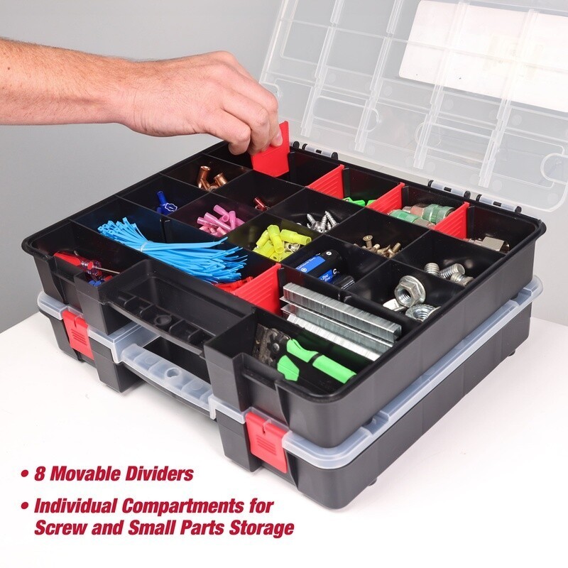 Stackable Plastic Organizer 17 Compartment Storage W/ Removable Dividers 1pcs