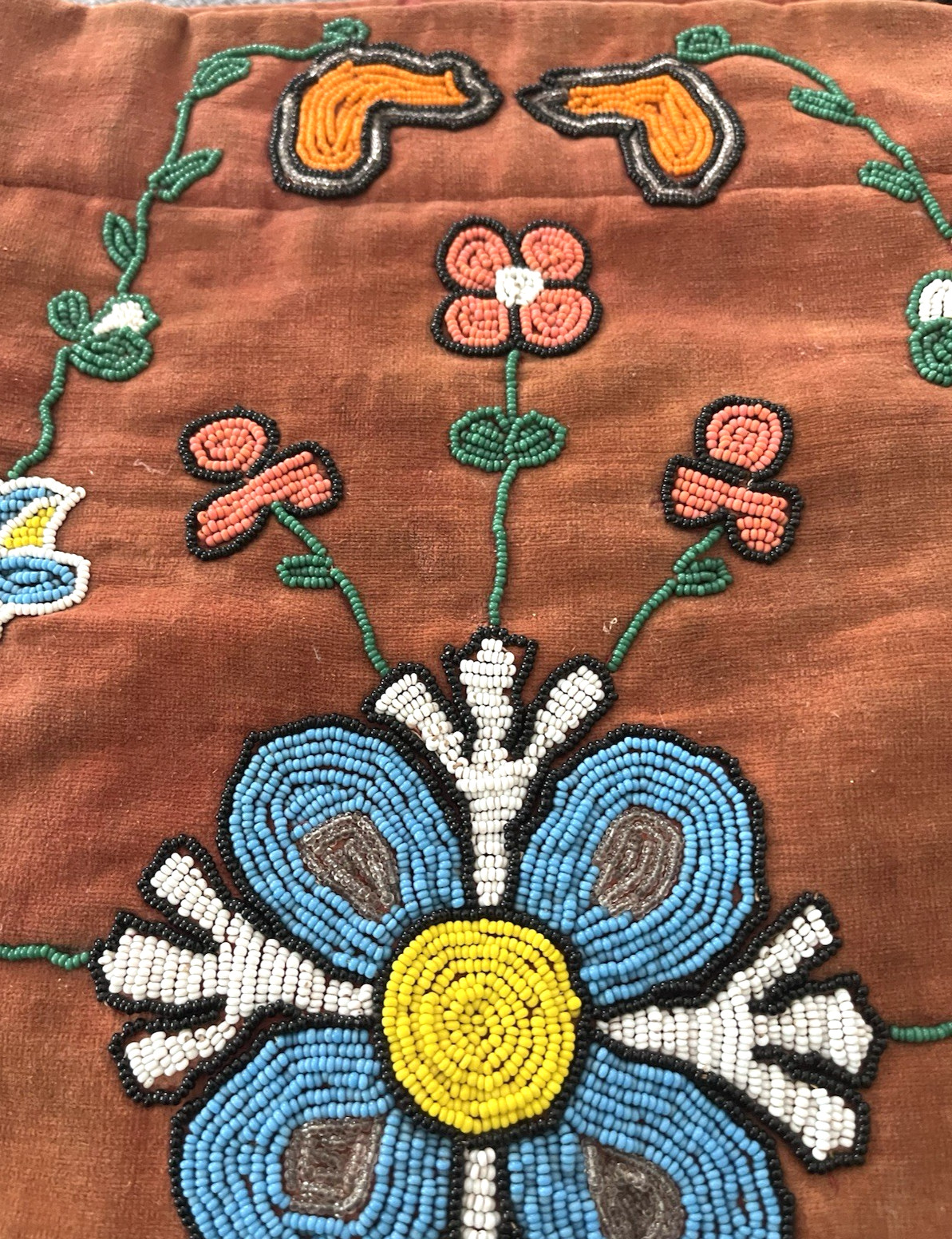 Native American Velvet Victorian Period Beaded Saddle or Saddle Blanket