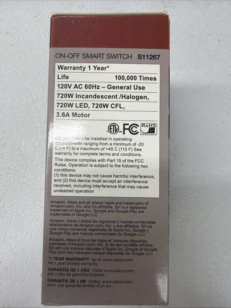 SATCO Starfish S11267 WiFi Smart In-Wall Light Switch – ECS