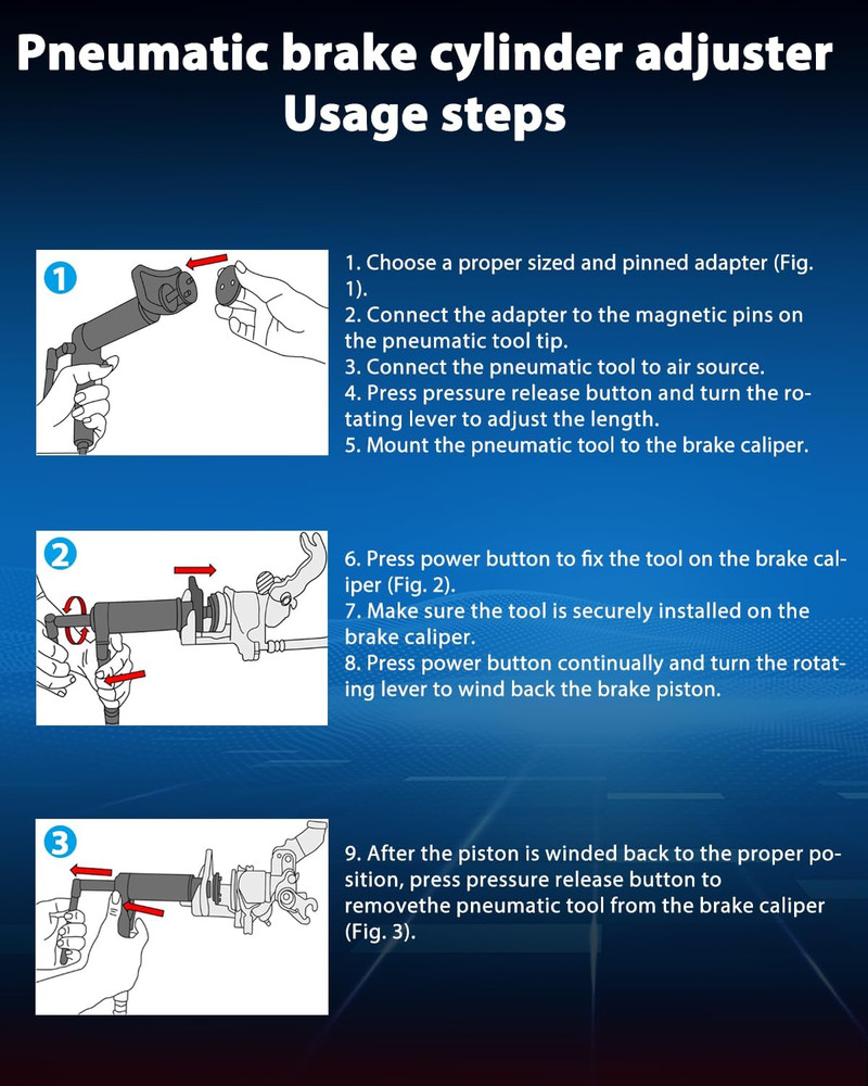 23Pc Pneumatic Brake Caliper Compression Tool Kit with 22 Adapters