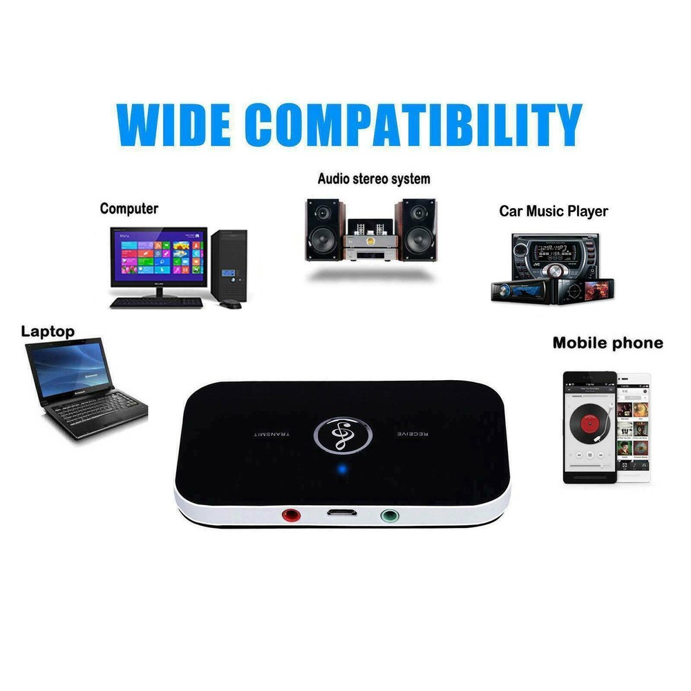 Bluetooth 5.0 Transmitter Receiver 2 IN 1 Wireless Audio 3.5mm Jack Aux Adapter