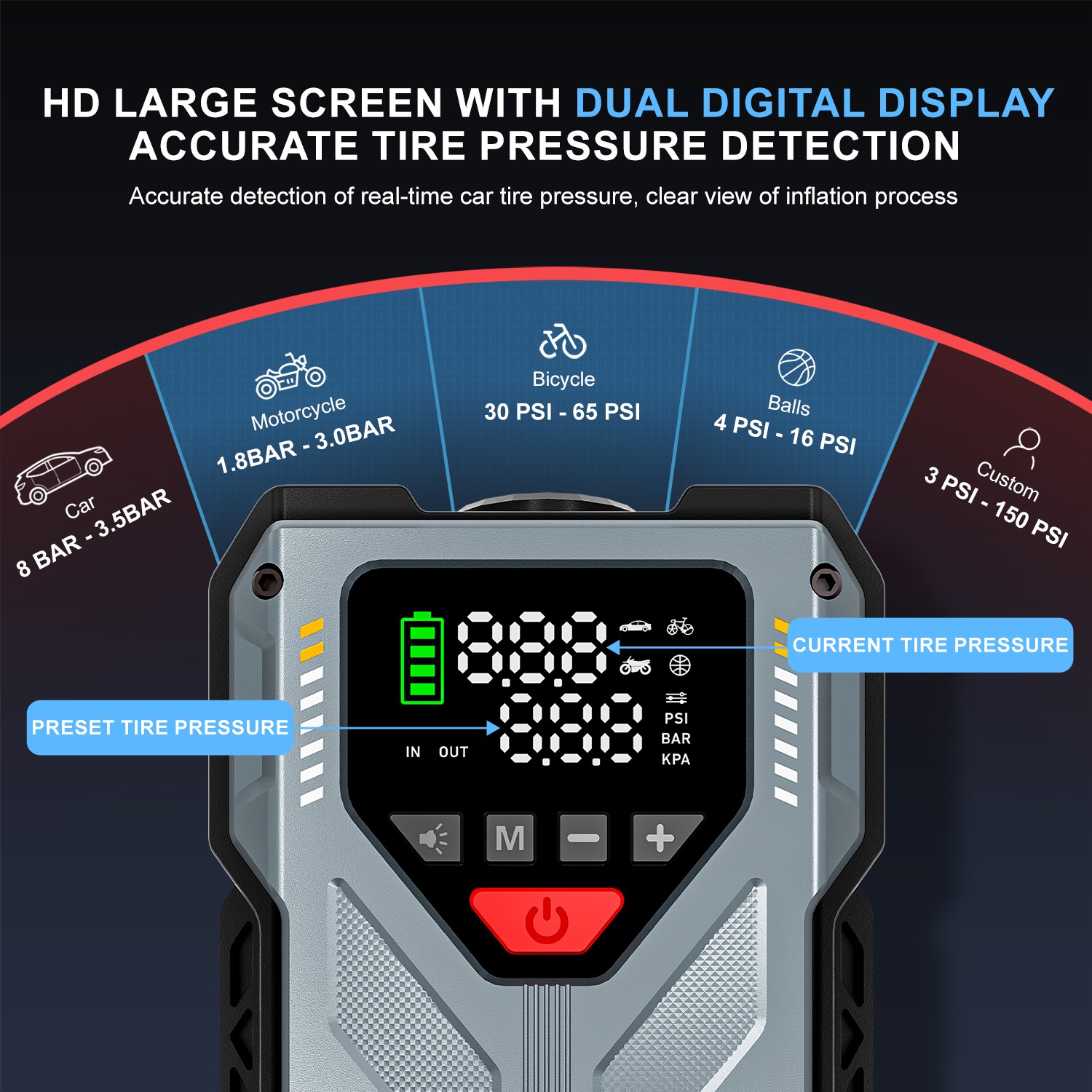 6000A Jump Starter with Air Compressor Ortable 12V Car Battery Booster PowerBank