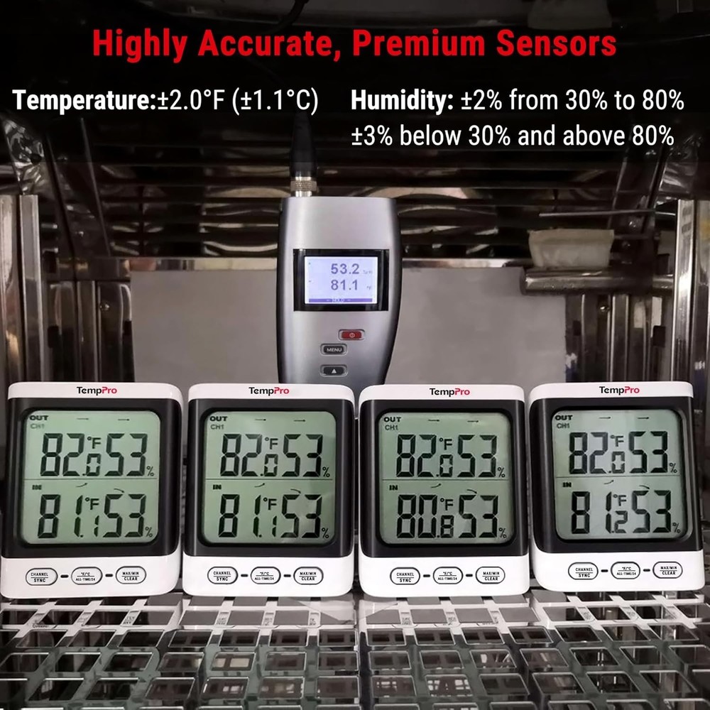 Large Backlit Display Outdoor Thermometer with Front Buttons