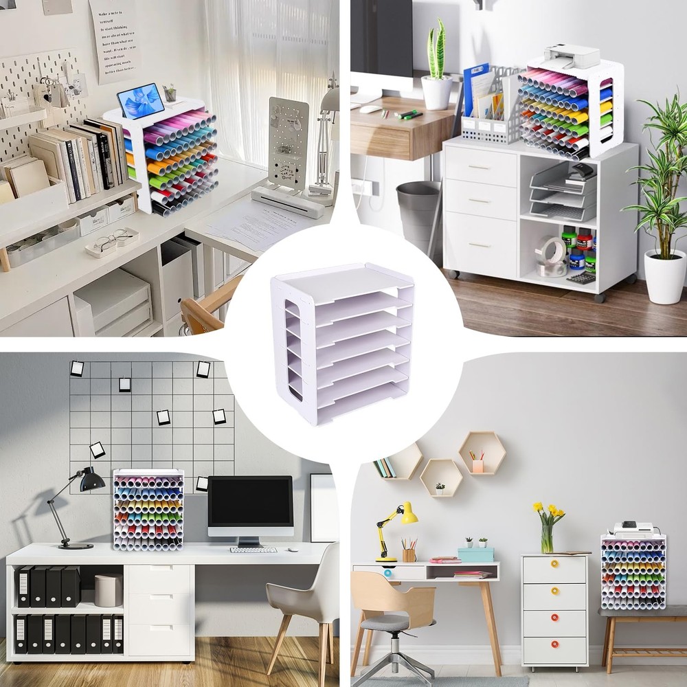 CELSOL Vinyl Roll Holder, Countertop Cabinet Storage White