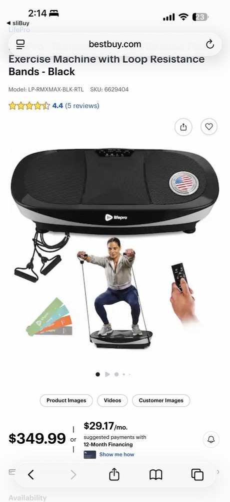 LifePro Rumblex Max Vibration Plate Exercise Machine with Loop Resistance Bands