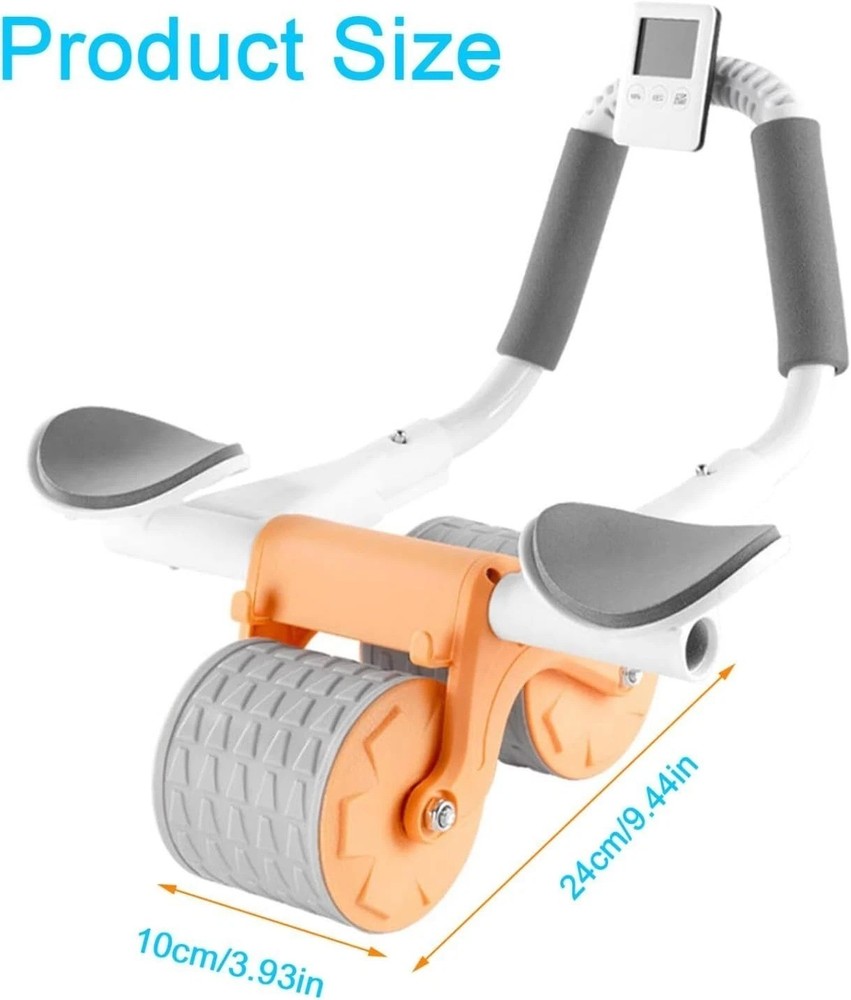 2024 New Ab Roller Wheel with Knee Mat & Timer, Automatic Rebound Blue Grey