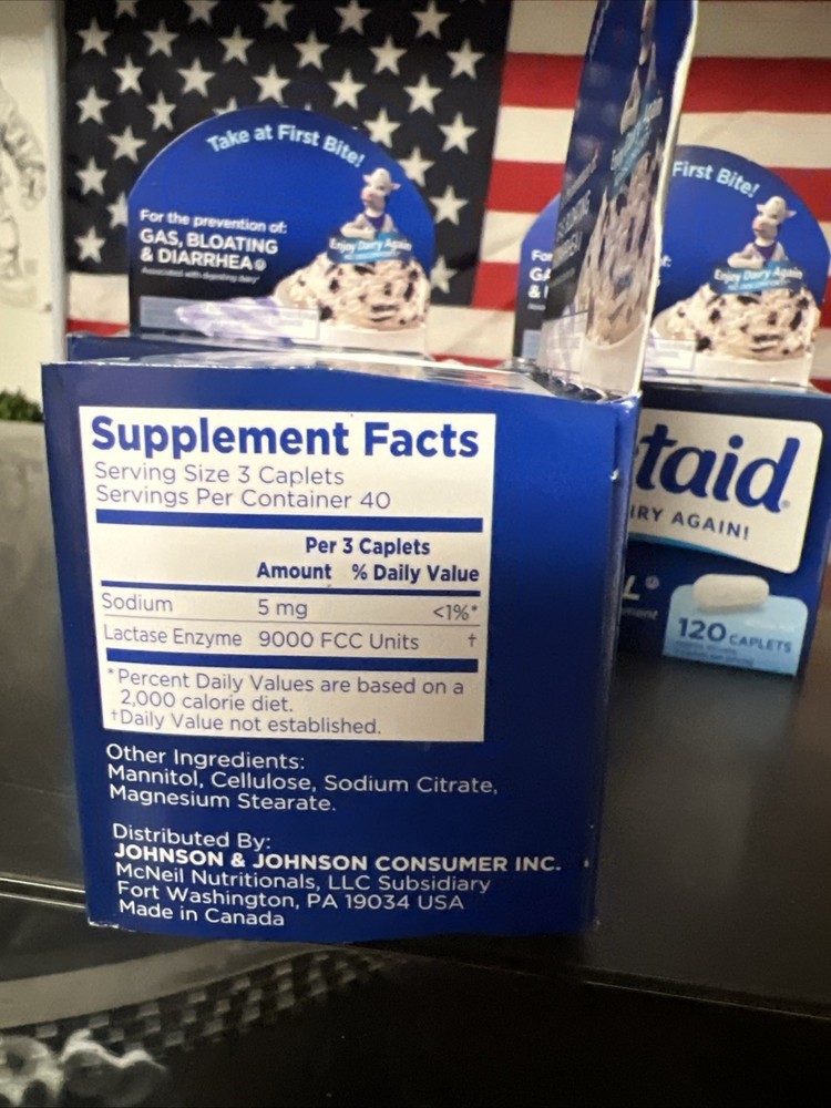 Lactaid Original Strength Caplets 120ct 3 Packs