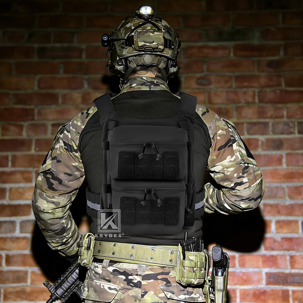 Krydex Tactical Back Panel Double Pouch Assault Zip Modular Backpack for V5 vest
