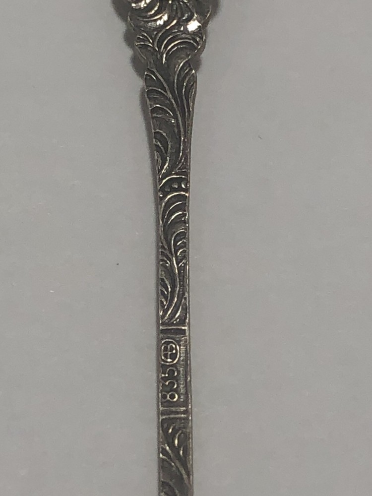 Antique Miniature 835 Silver Floral Repousse Fork