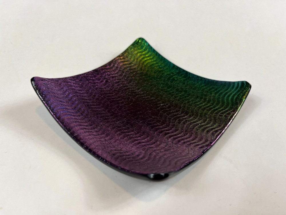 Fused Glass Iridescent Trinket Dish