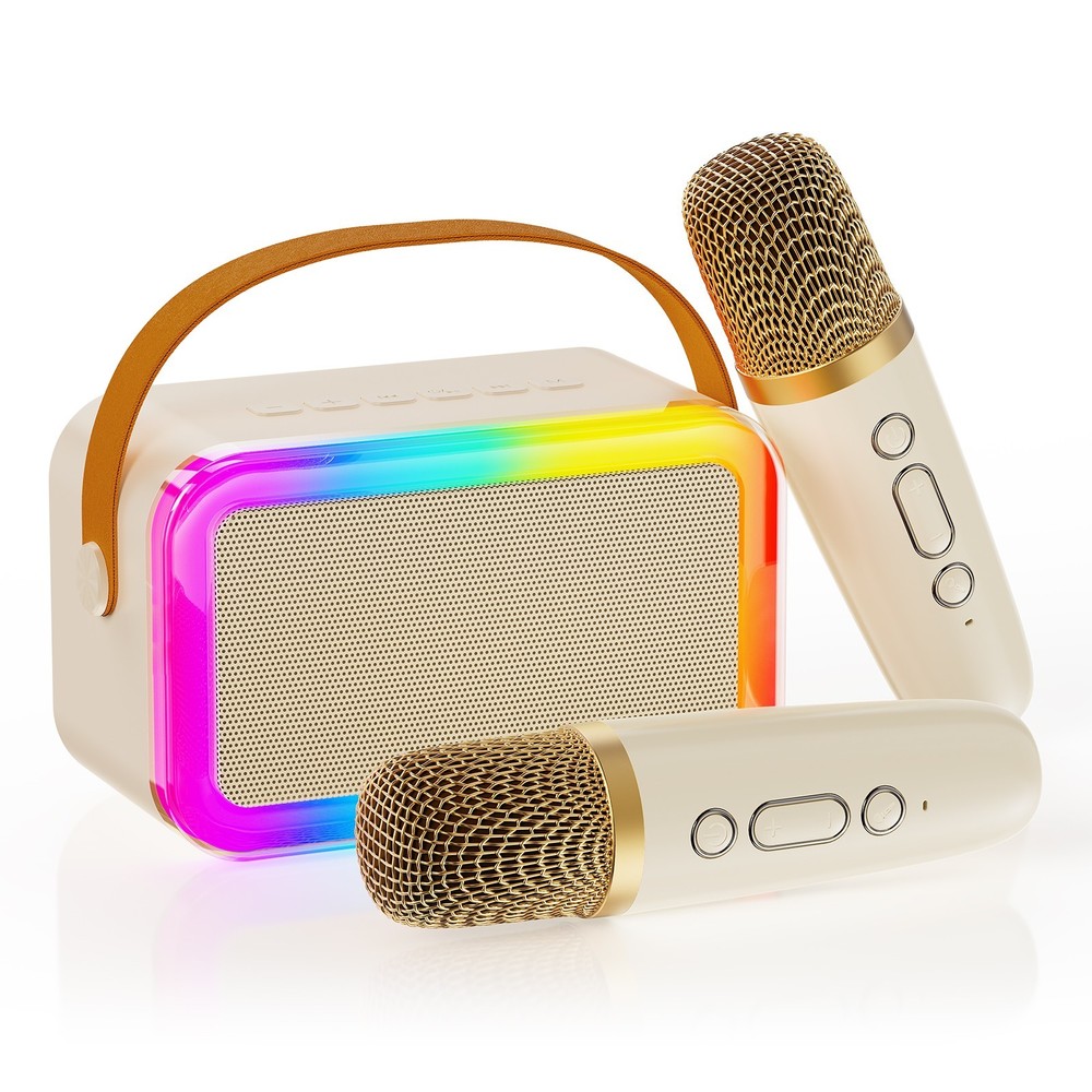 JYX Mini Karaoke Machine For Kid Bluetooth Speaker w/ 2 Wireless Microphone Gift