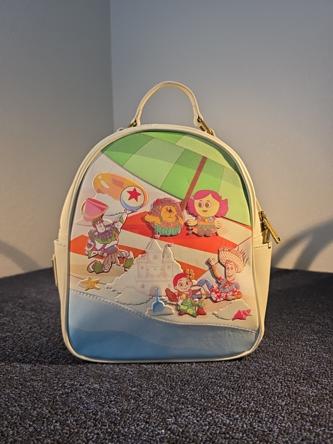 Loungefly Disney Pixar Toy Story 3 Beach Mini Backpack Hard Tag Zip Bag