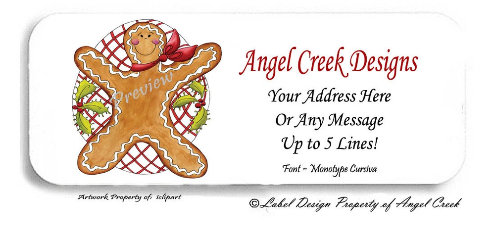 Classical Gingerbread Man Gingerbread Cookie Christmas  Return Address Labels
