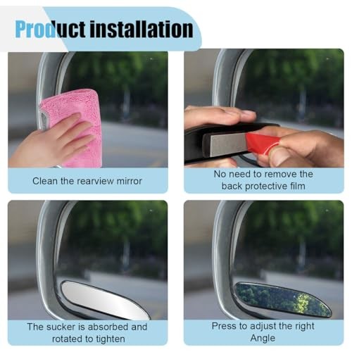 2 PCS Blind Spot Car Mirror, HD Glass Adjustable Car Side Mirror, Rectangle