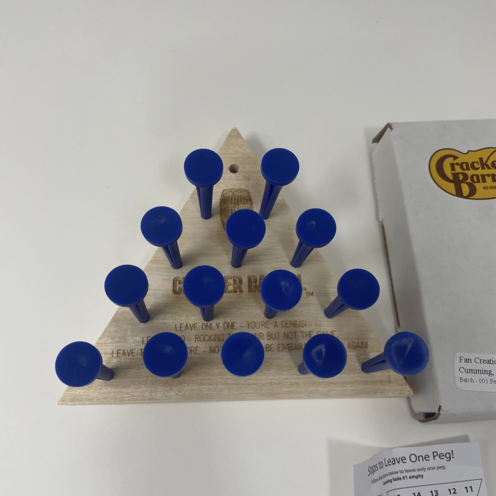 Cracker Barrel Peg Game Classic Brain Teaser Strategy Game Instruction Booklet