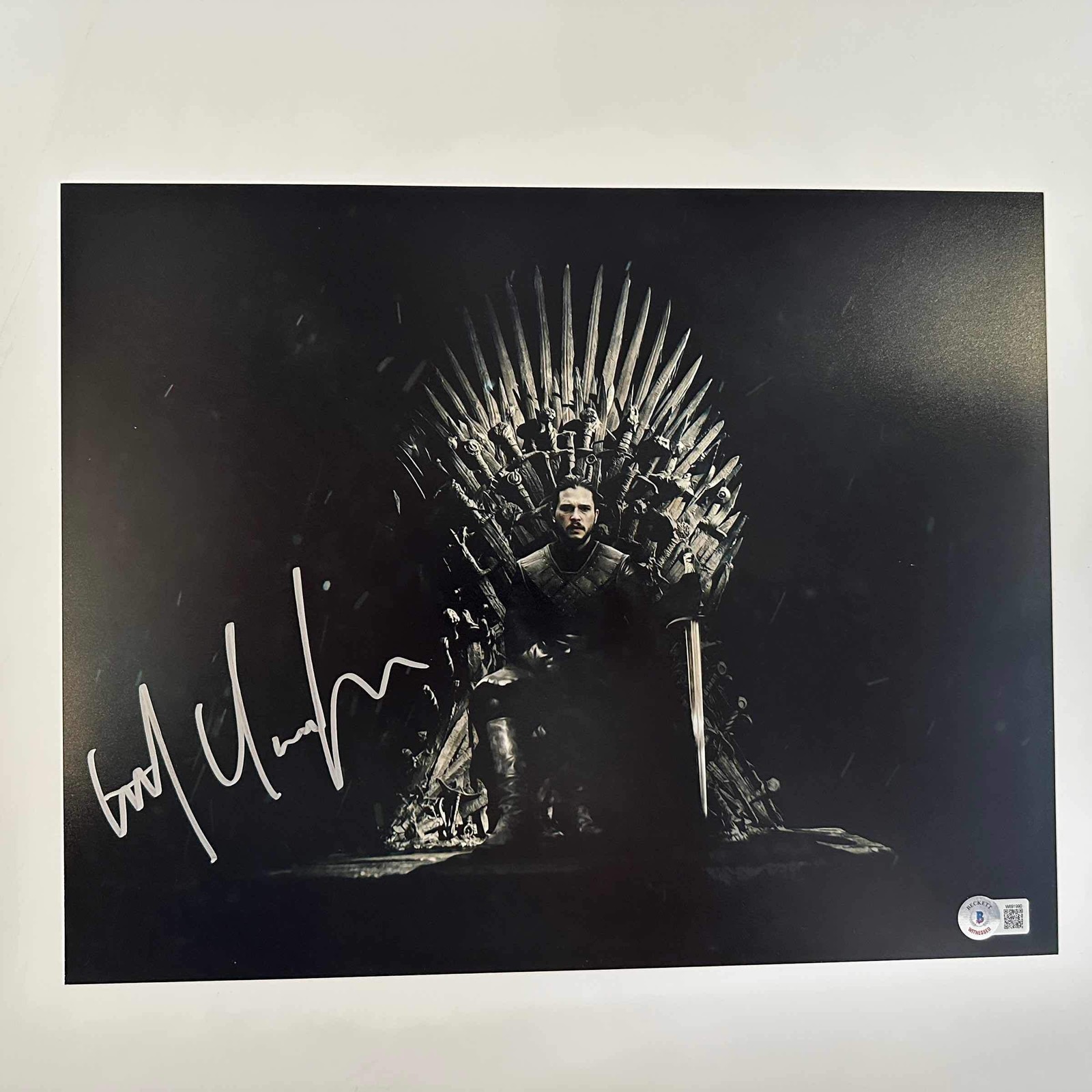 Autographed/Signed Kit Harrington Jon Snow Iron Throne 11x14 Photo Beckett COA
