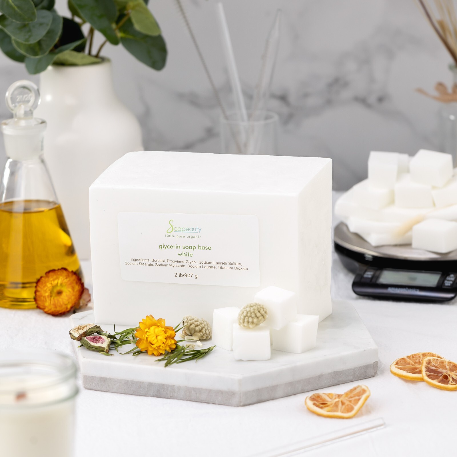 WHITE GLYCERIN MELT & POUR SOAP BASE NATURAL 2 LBS