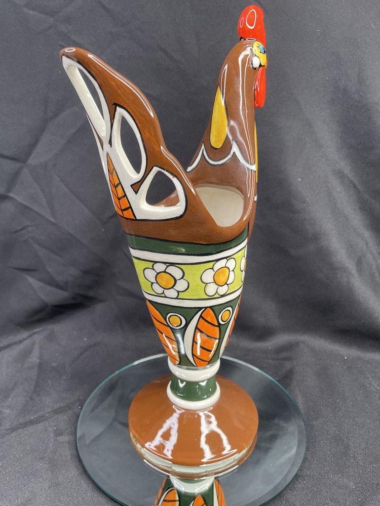 Ceramic Rooster Vase Planter 13”