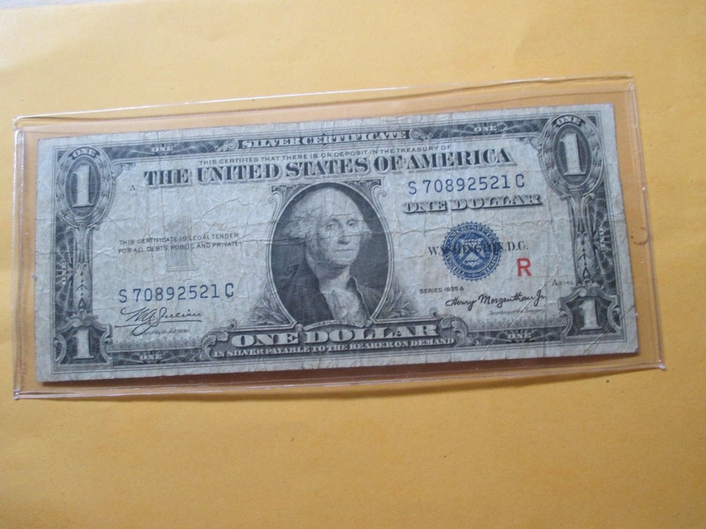 1935-A $1 SILVER CERTIFICATE (EXPERIMENTAL NOTE) WITH A RED R FR#1609