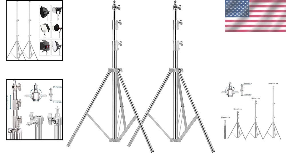 Stainless Steel Light Stands, 110" Spring Cushioned