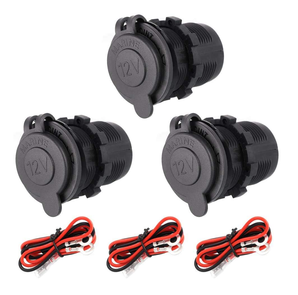 Cigarette Lighter Socket, 3Pcs 12V Waterproof ATV RV Lighter Socket Power Outlet