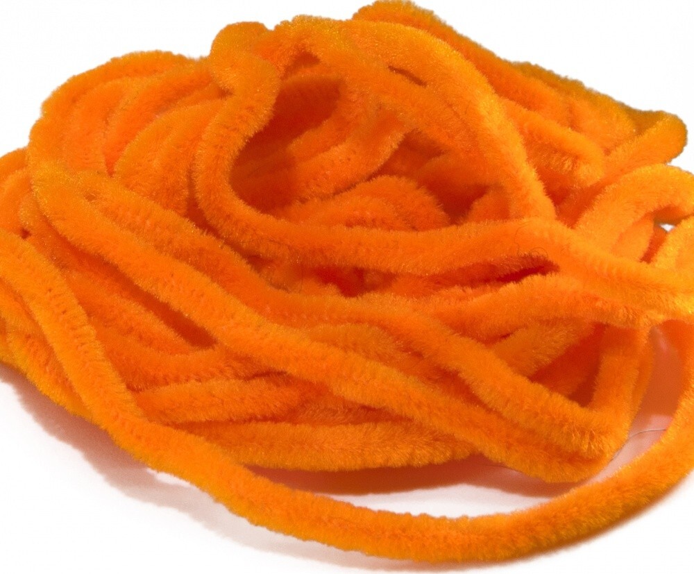 Worm Chenille - Fl. Orange - Squirmy Fly Tying Materials
