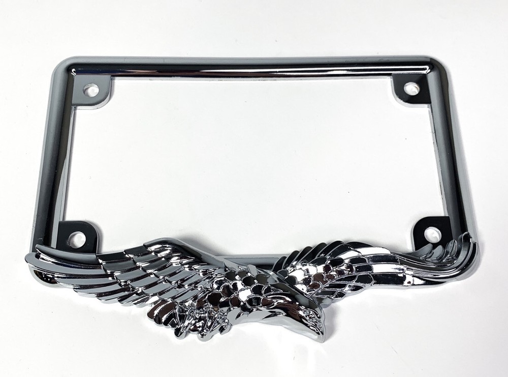 MOTORCYCLE Chrome American Eagle License Plate Tag Frame Holder