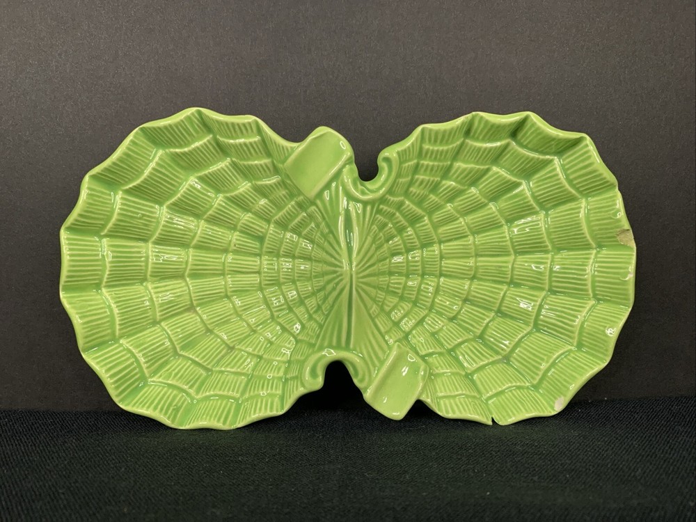 Vintage Lime Green Spider Web Design Ashtray