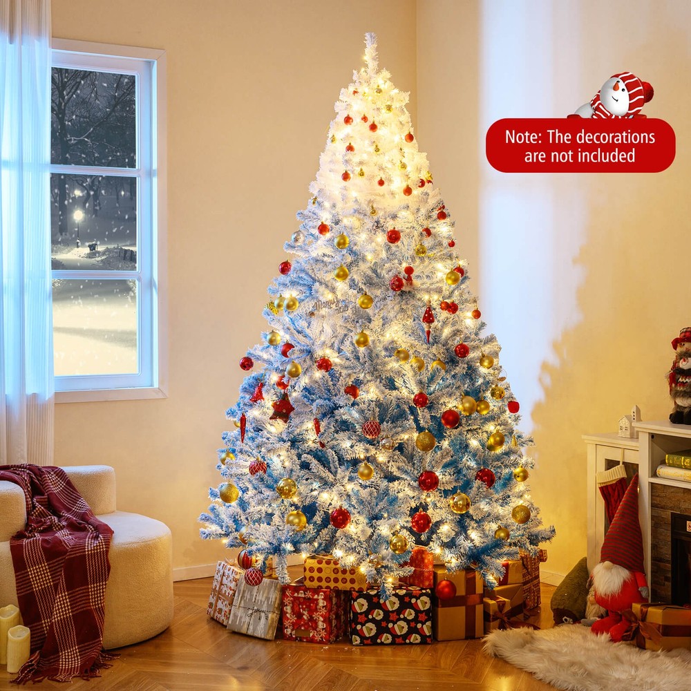8FT Artificial Christmas Tree w/1774 Branch Tips 470White LED Lights, 8 Modes