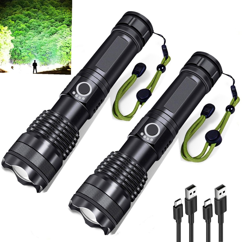 Flashlights Rechargeable,Super Bright High Lumens Flash Light,5 Modes Black