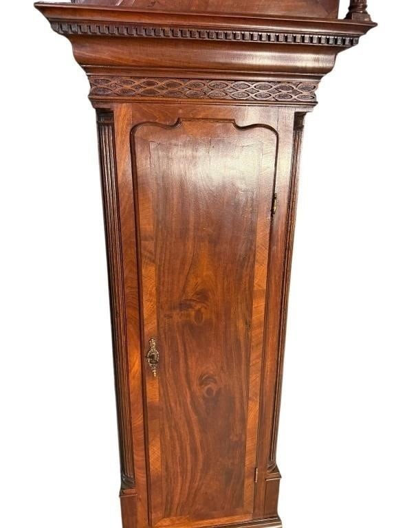 19thc BROUGH WORKINGTON MAHOGANY TALL CASE CLOCK